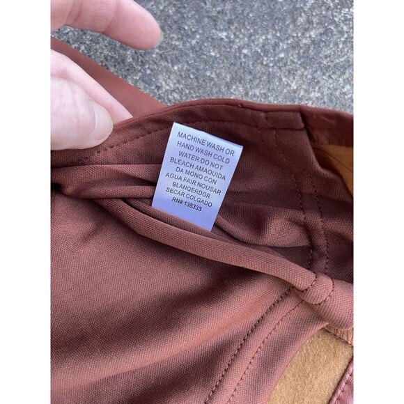 Fashion Nova Women Mini Skirt Medium Faux Leather Slit Short Lined Red Brown - Picture 7 of 13